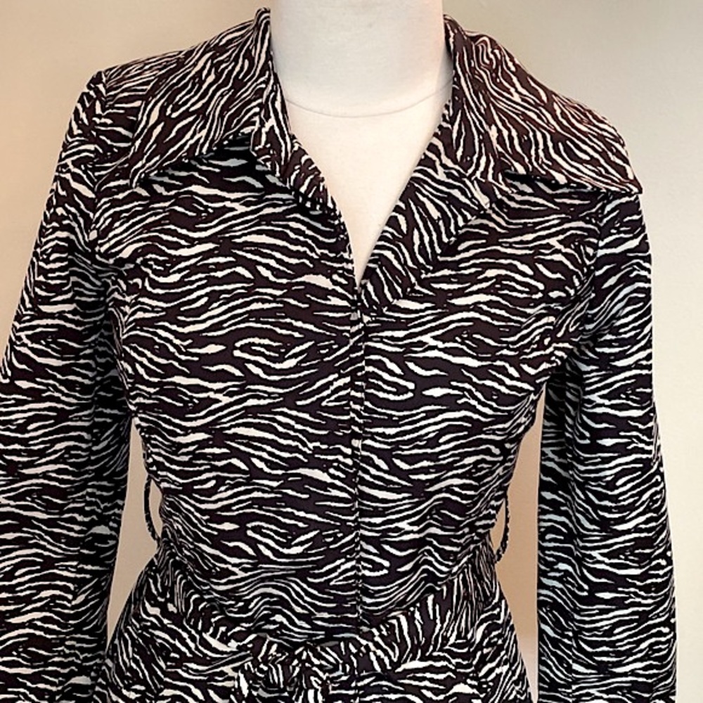 Sandro Studio Zebra Print SZ S Mob Wife Indie Sleaze Parisian Chic Trench Coat - Picture 2 of 13